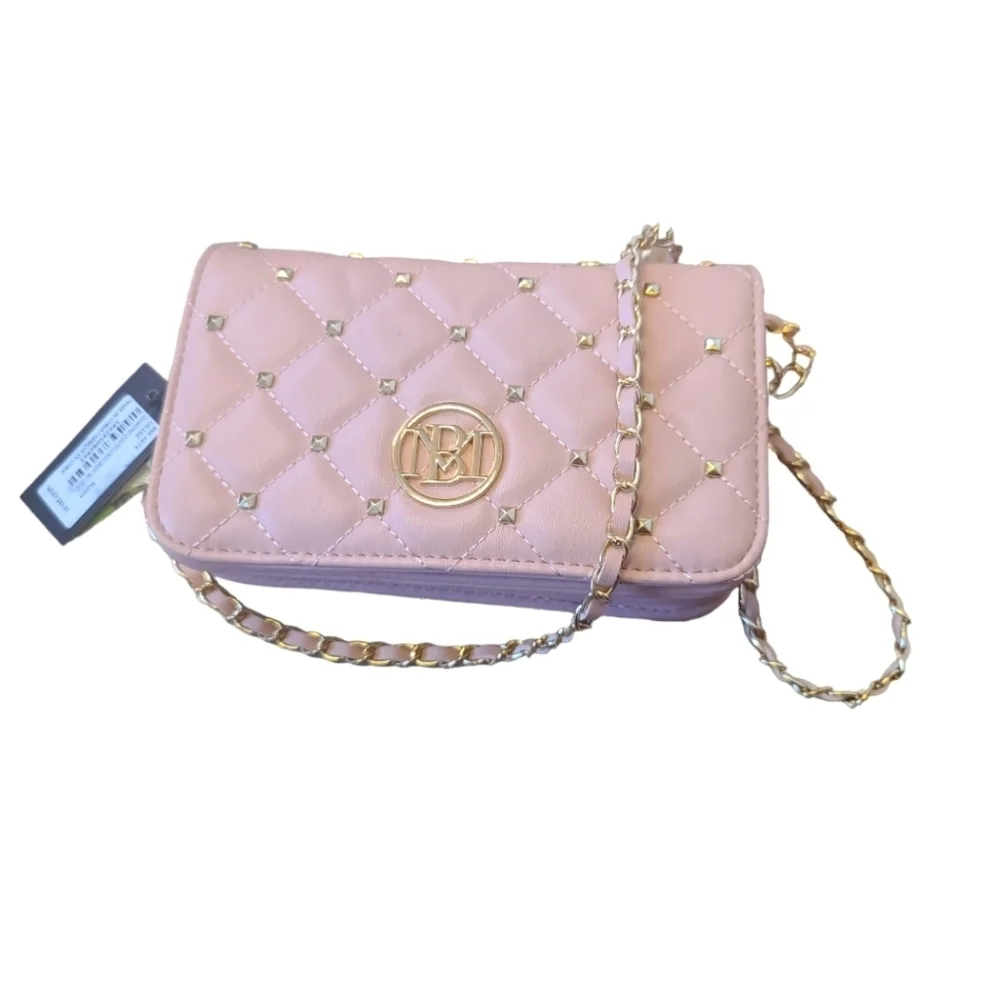 Badgley Mischka Diamond Quilted Blush Crossbody Bag Women's NWT - Picture 2 of 10